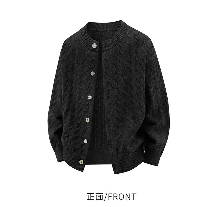 Design Cable Knit Button-Up Cardigan Yellow - 12