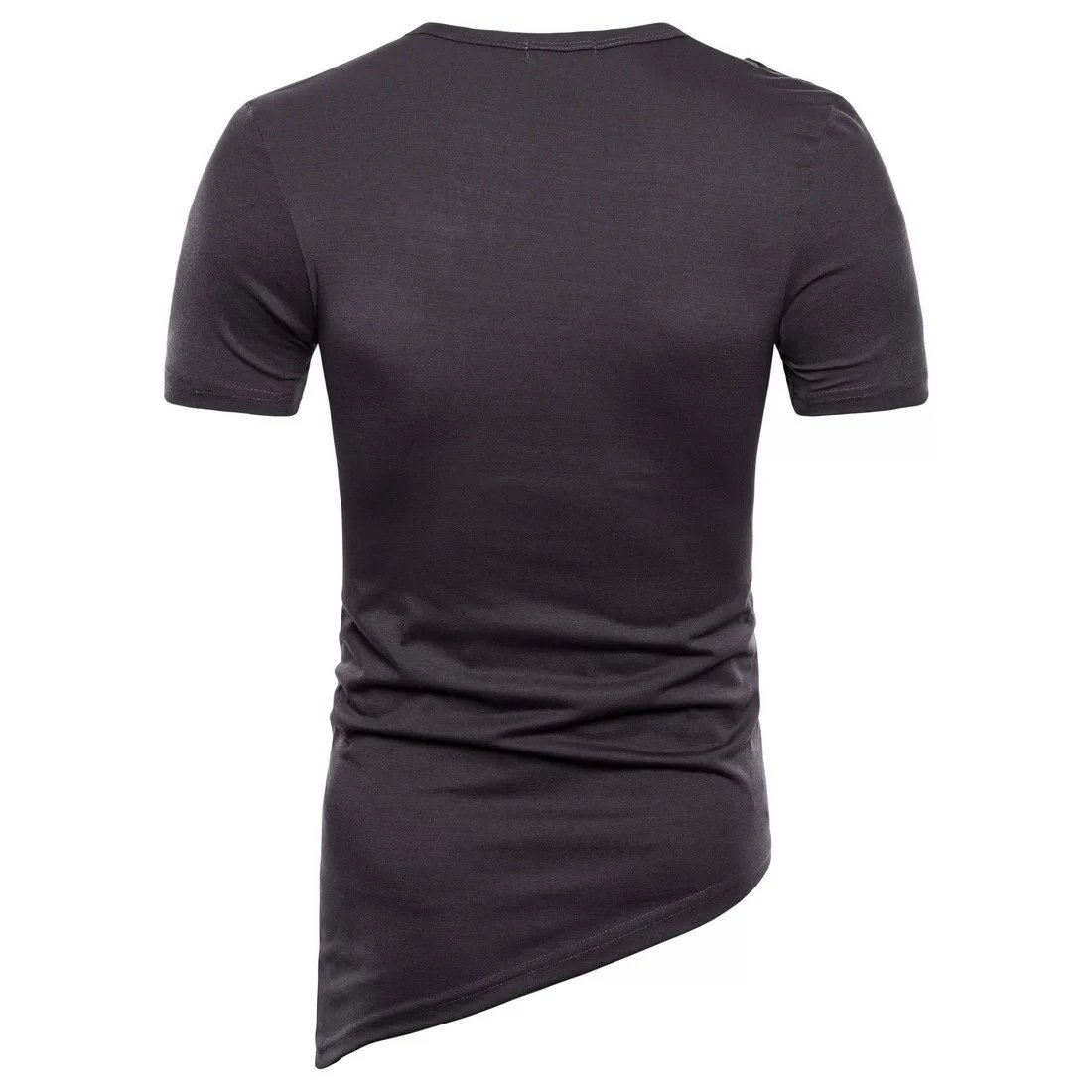 Design Lace-Up Asymmetrical Brown T-Shirt Tops.t Shirts - 16
