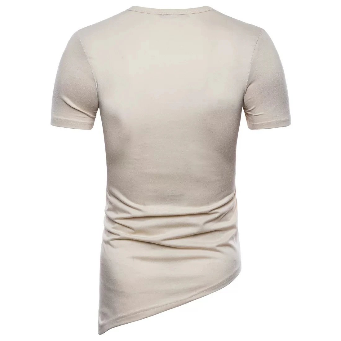 Design Lace-Up Asymmetrical Brown T-Shirt Tops.t Shirts - 24
