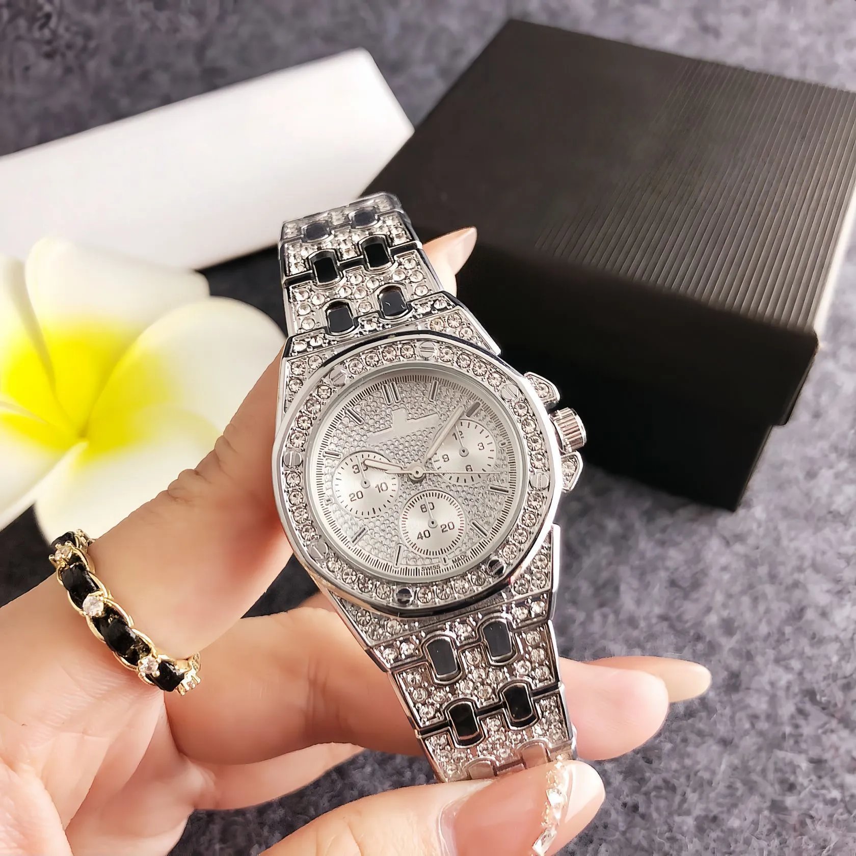 Design Chronograph Rose Gold and Silver Crystal-Embellished Watch Watches - 3