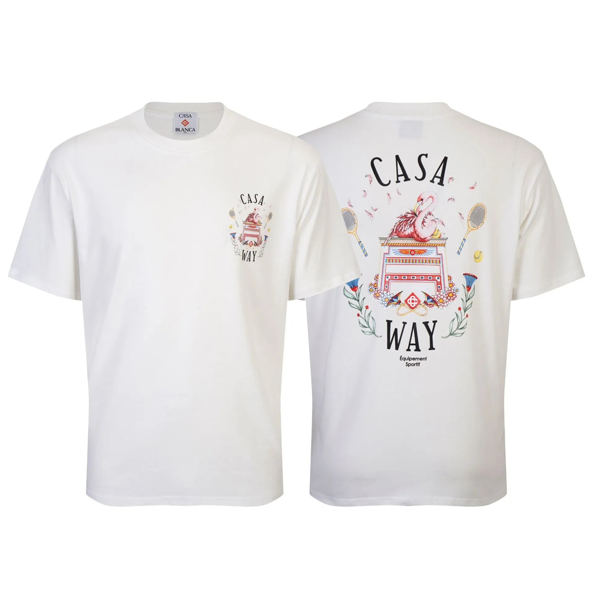 Casa Way Tennis Flamingo Graphic T-Shirt White
