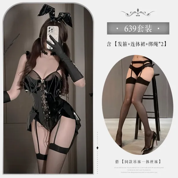 Design 639 Bunny Costume Set Black Underwear - 1