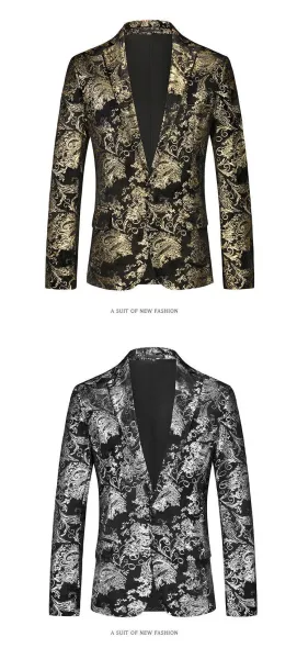 Design Paisley Jacquard Blazer Blue Black Outerwear.blazer - 7