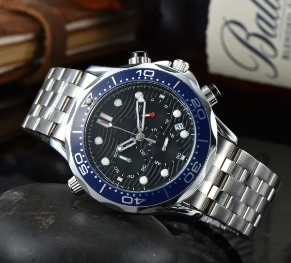 Design Omega Seamaster Chronograph Black Ceramic White Dial Watch Watches - 3