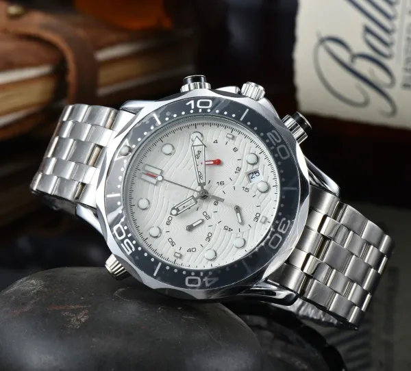 Design Omega Seamaster Chronograph Black Ceramic White Dial Watch Watches - 4