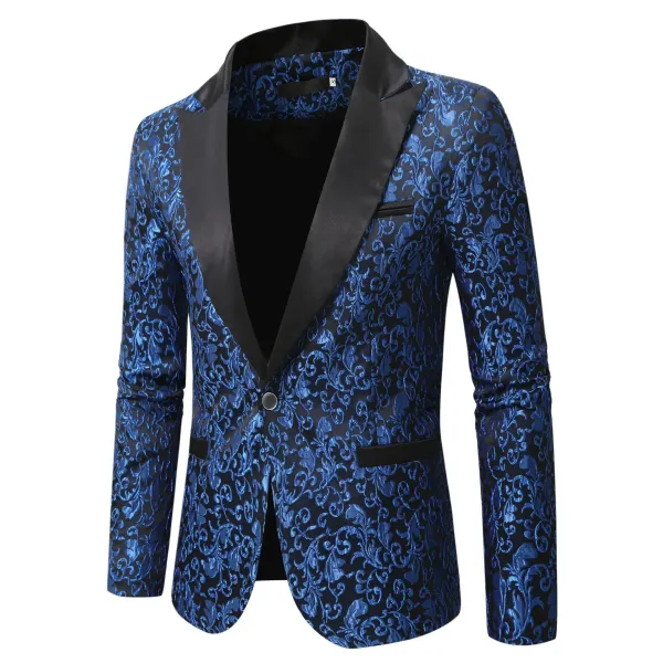 Design Floral Jacquard Blazer with Satin Lapel White Men's Blazer Outerwear.blazer - 9
