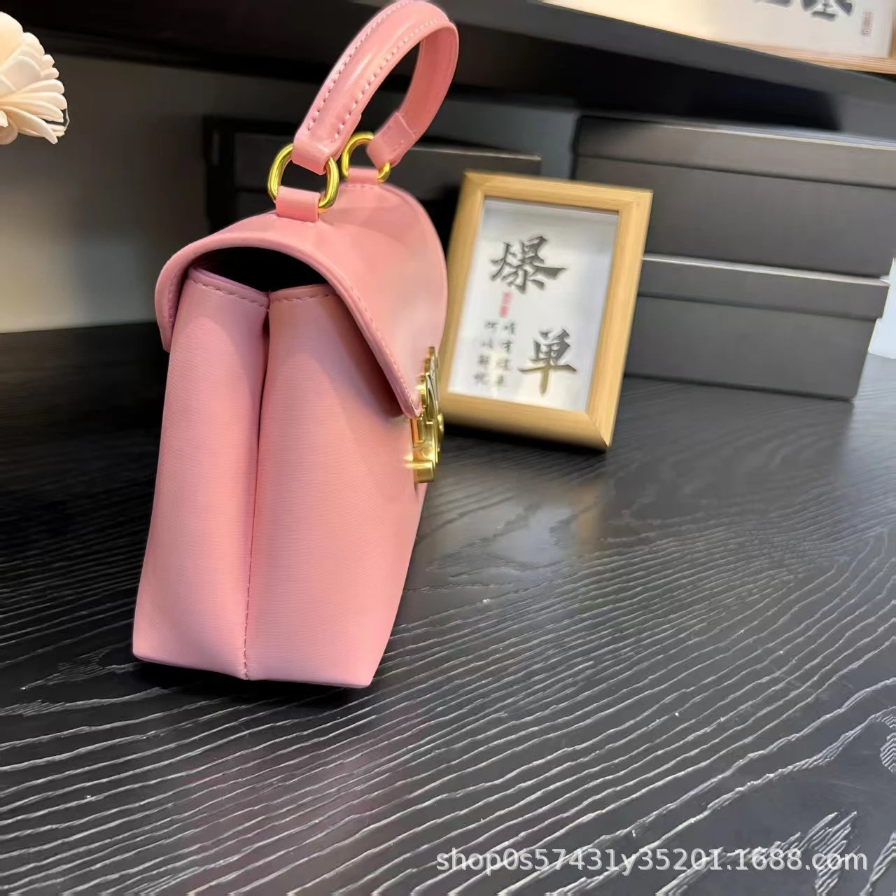 Celine Triomphe Mini Bag Burgundy Leather Handbag - 14