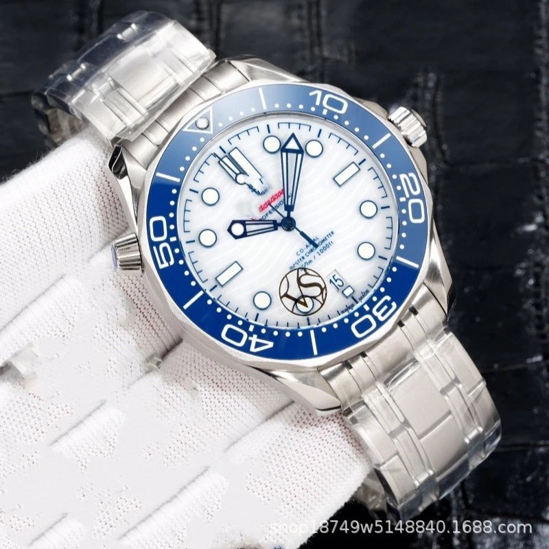 Omega Seamaster Diver 300M White Mother-of-Pearl Dial Steel Watch Watches - 5