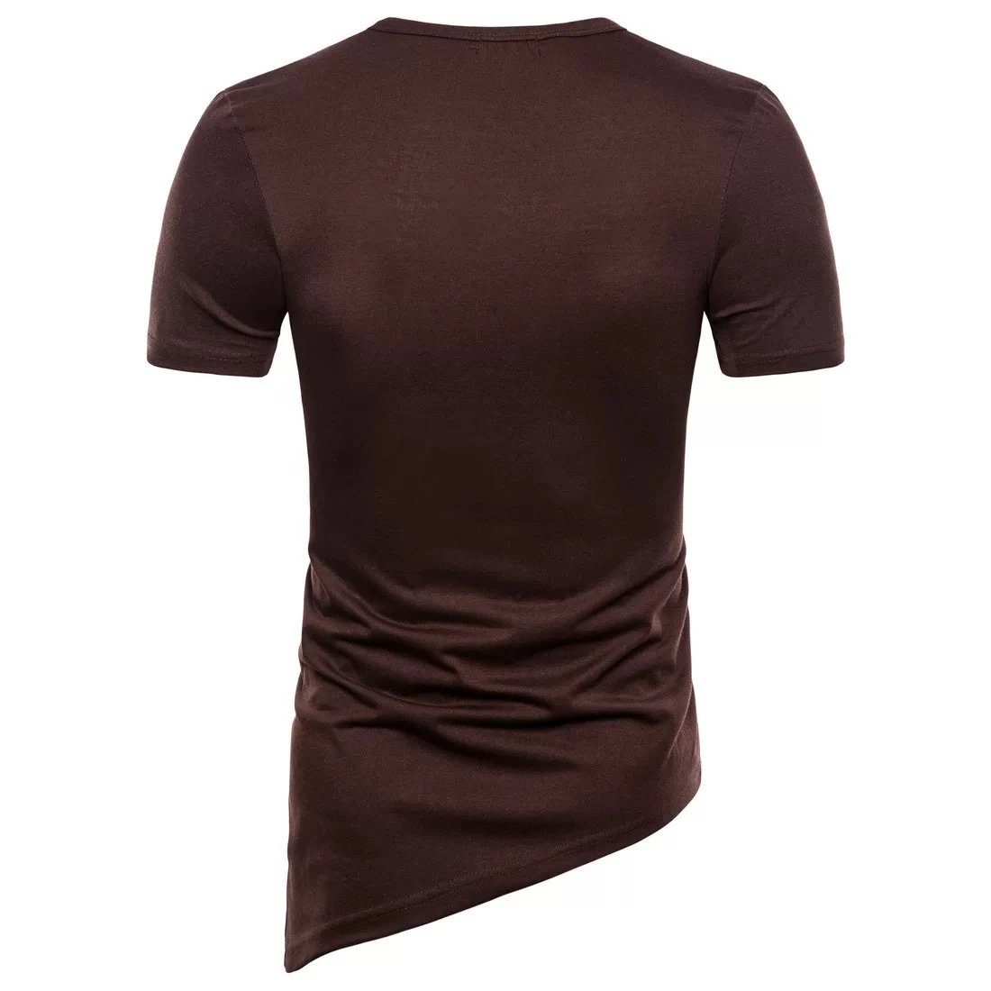 Design Lace-Up Asymmetrical Brown T-Shirt Tops.t Shirts - 7