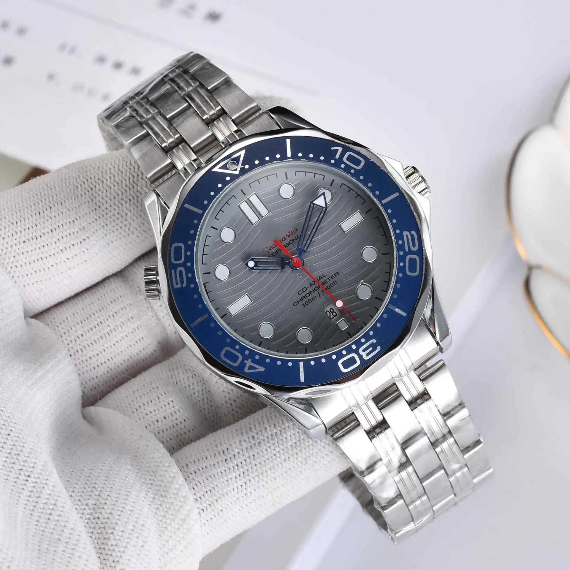Omega Seamaster Professional Co-Axial Chronometer Silver Dial Black Bezel Mechanical Watch Watches - 9