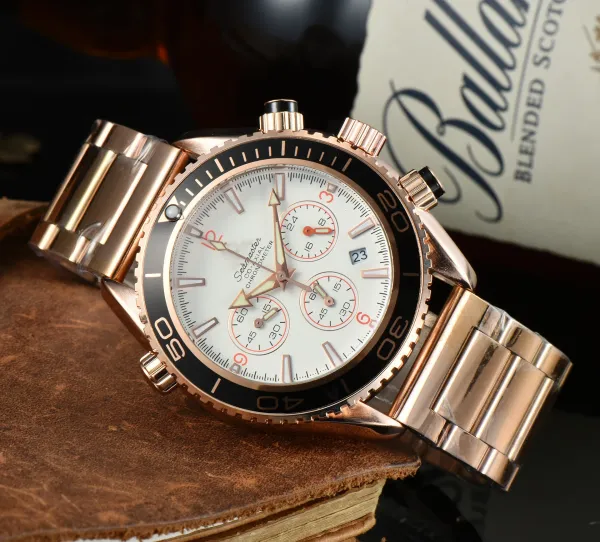 Omega Seamaster Chronograph Rose Gold White Dial Watch Watches - 1