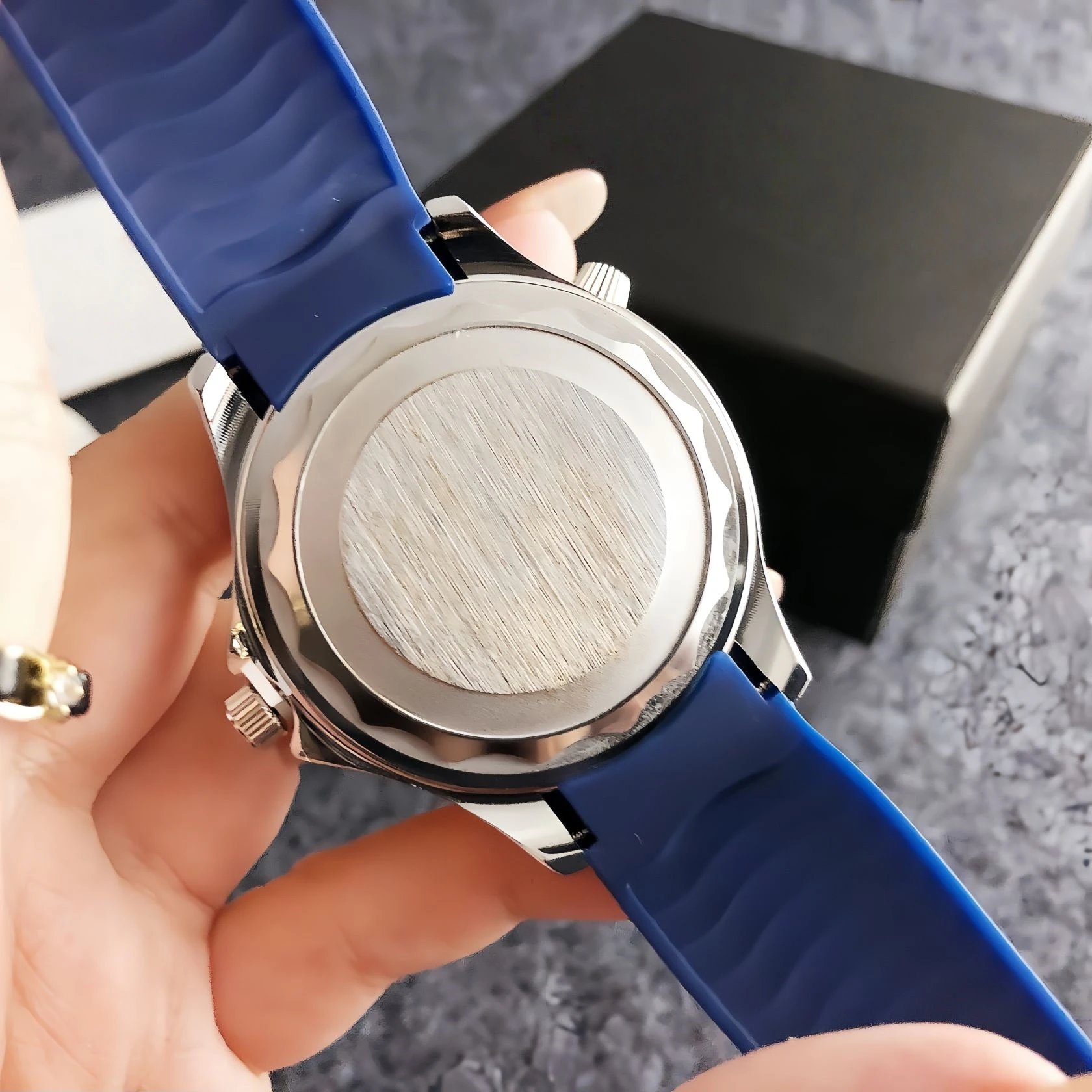 Design Ocean Chrono Green Rubber Strap Mechanical Watch Watches - 13