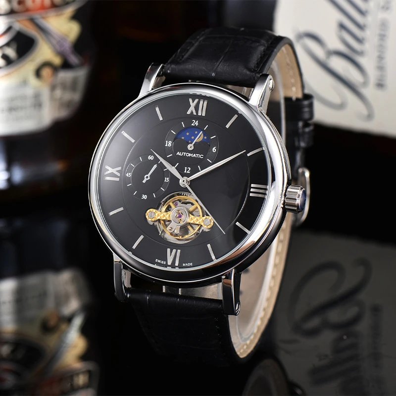 Design Tourbillon Automatic Black Dial Mechanical Watch Watches - 6