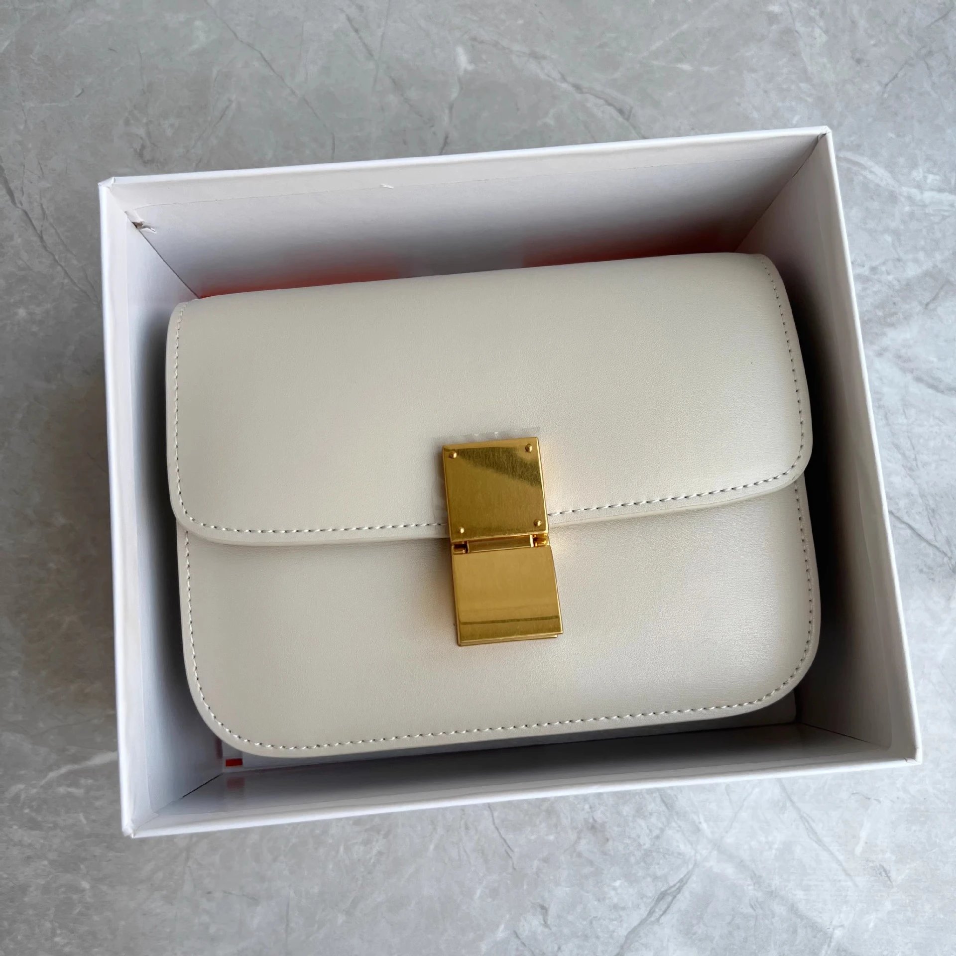 Celine Triomphe Mini Bag Off-White Gold Hardware Handbag