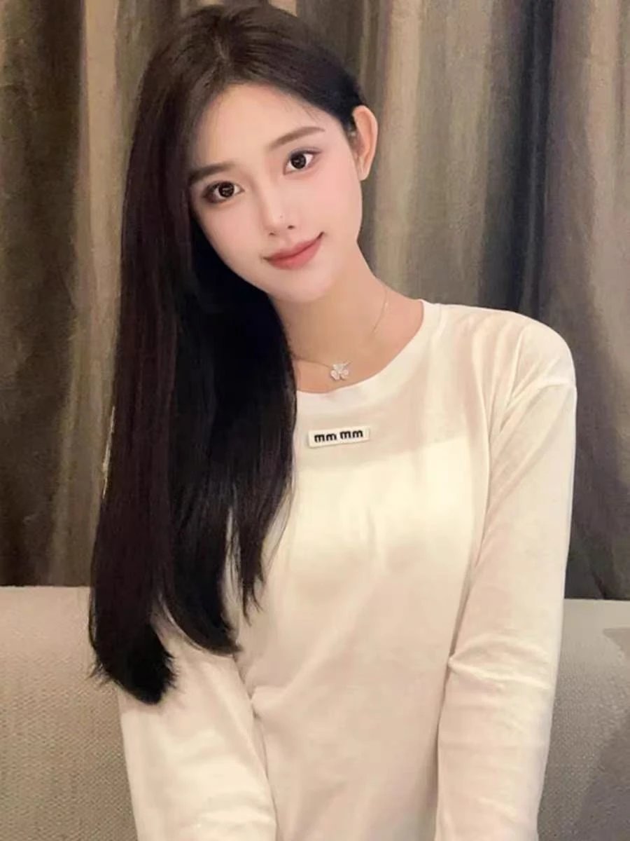 Miu Miu Logo Patch Long Sleeve Top White - 13