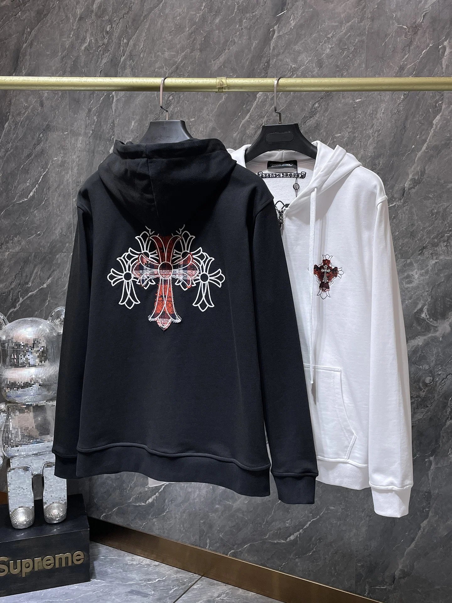 Chrome Hearts Cross Motif Zip-Up Hoodie Black - 28