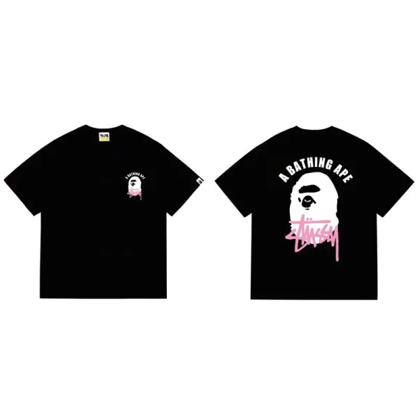 A Bathing Ape x Stussy Collaboration Black T-Shirt - 1