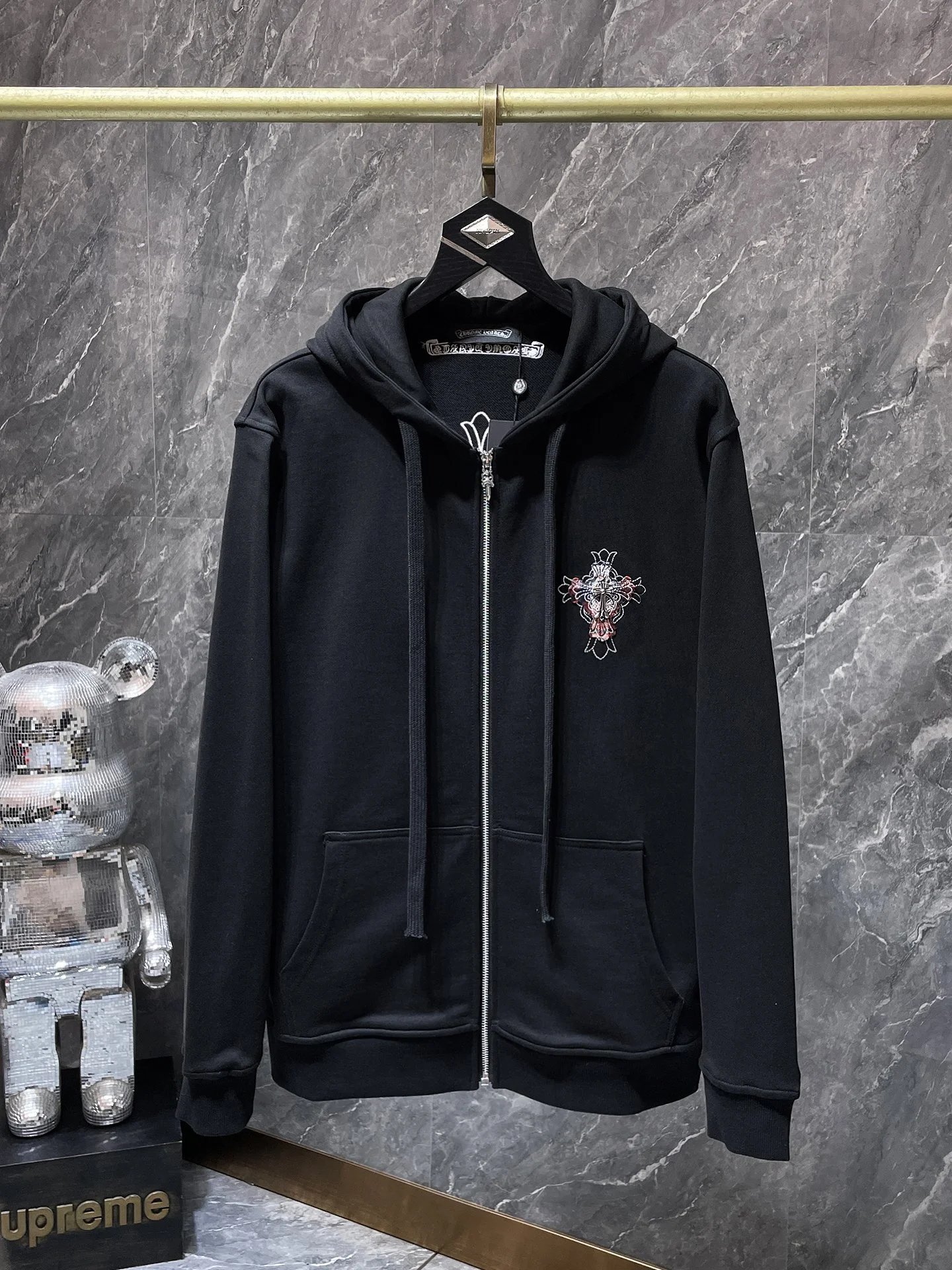 Chrome Hearts Cross Motif Zip-Up Hoodie Black - 31