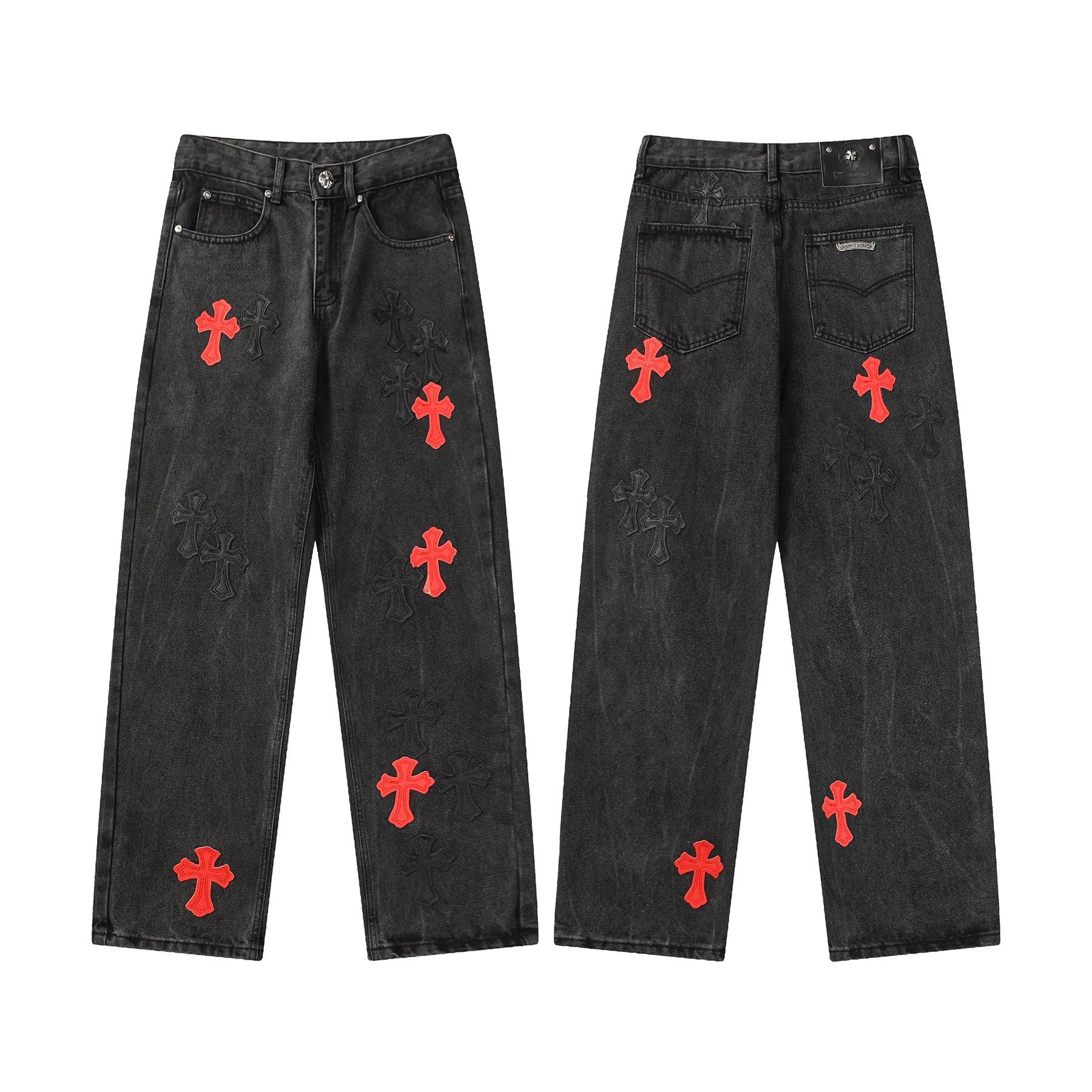 Chrome Hearts Cross Motif Embroidered Black Denim Jeans - 29
