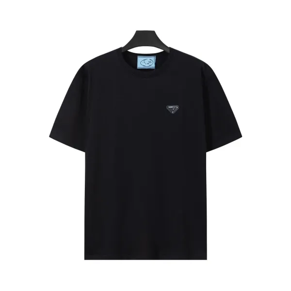 Prada Triangle Logo Piqué Polo Black Polo Shirt - 34