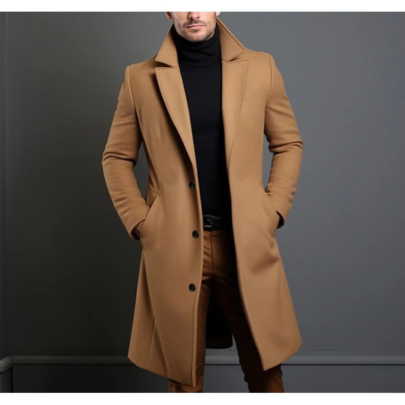 Design Classic Wool Blend Camel Overcoat Outerwear.coat
