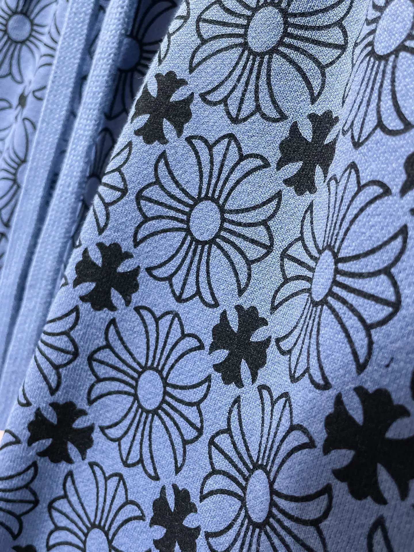 Design Floral Print Drawstring Waist Shorts Blue - 5