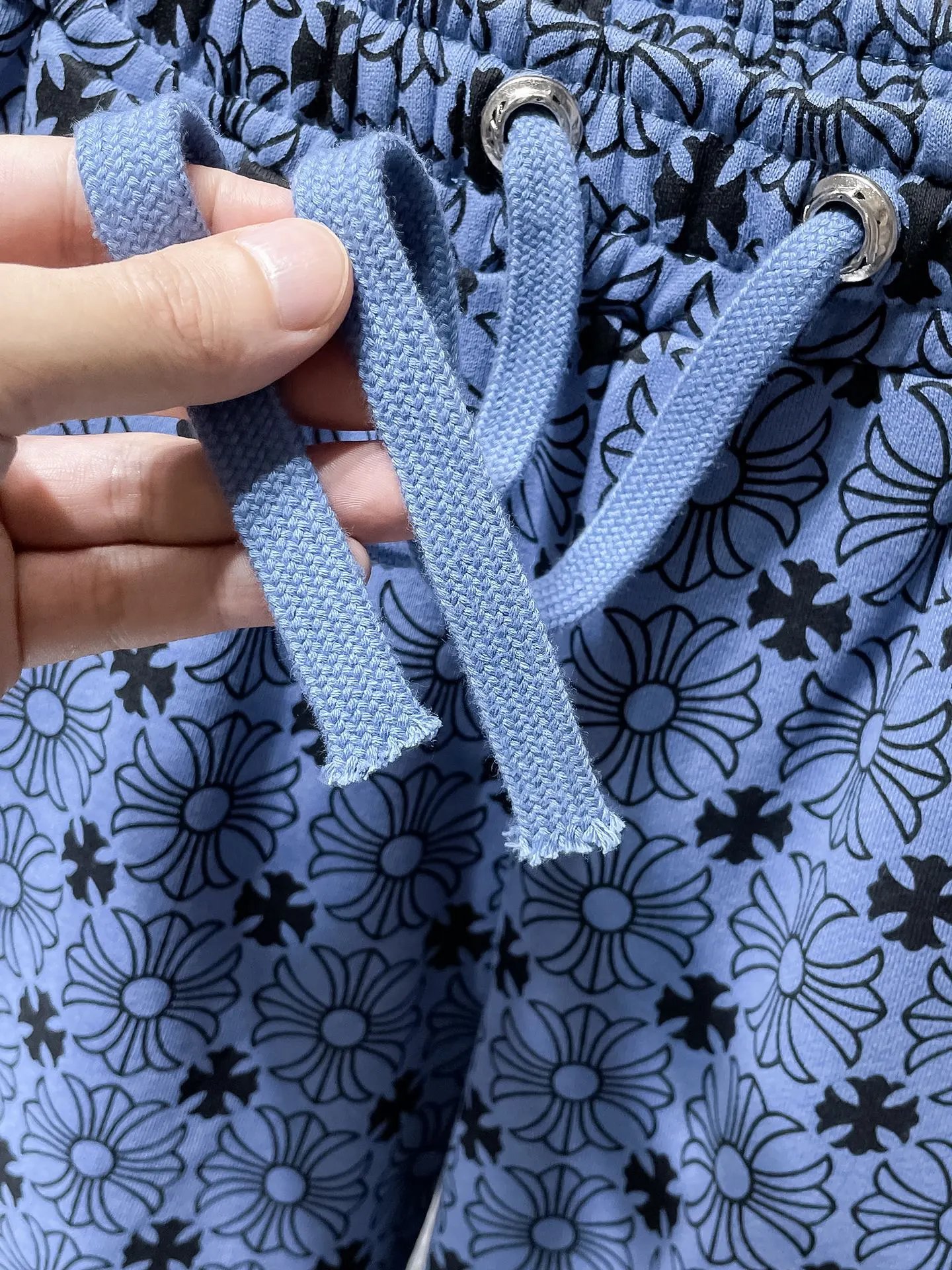 Design Floral Print Drawstring Waist Shorts Blue - 6