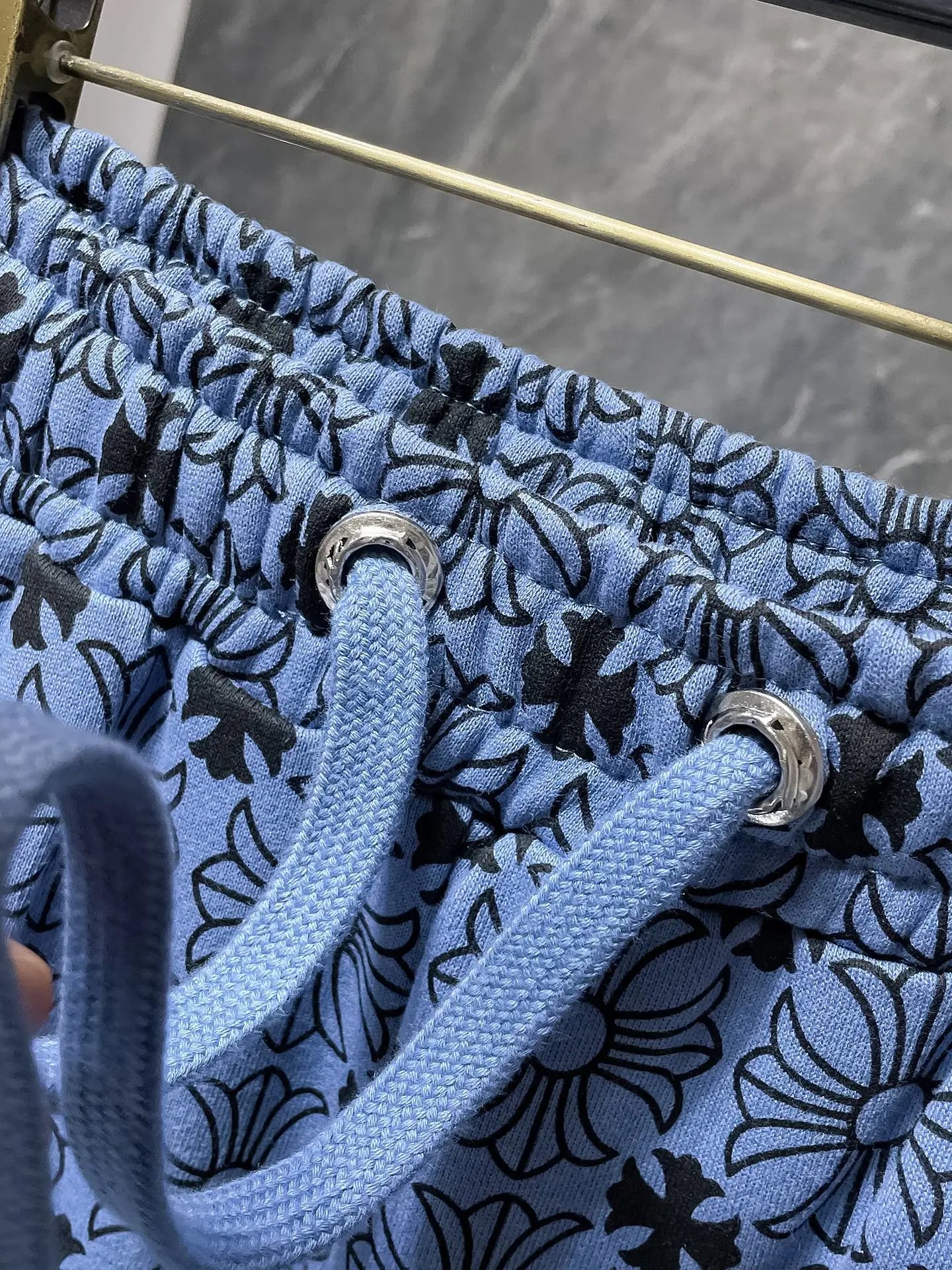 Design Floral Print Drawstring Waist Shorts Blue - 8