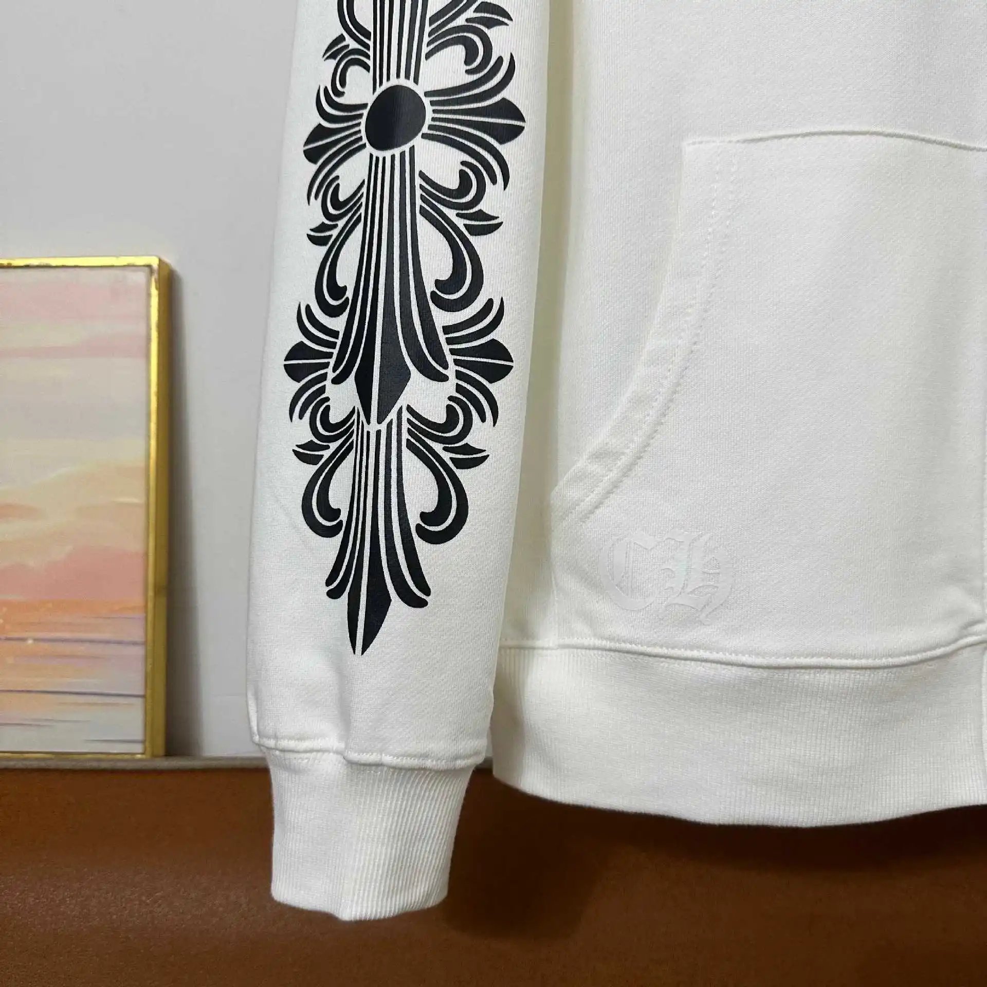 Chrome Hearts Horseshoe Print Zip-Up Hoodie White - 18