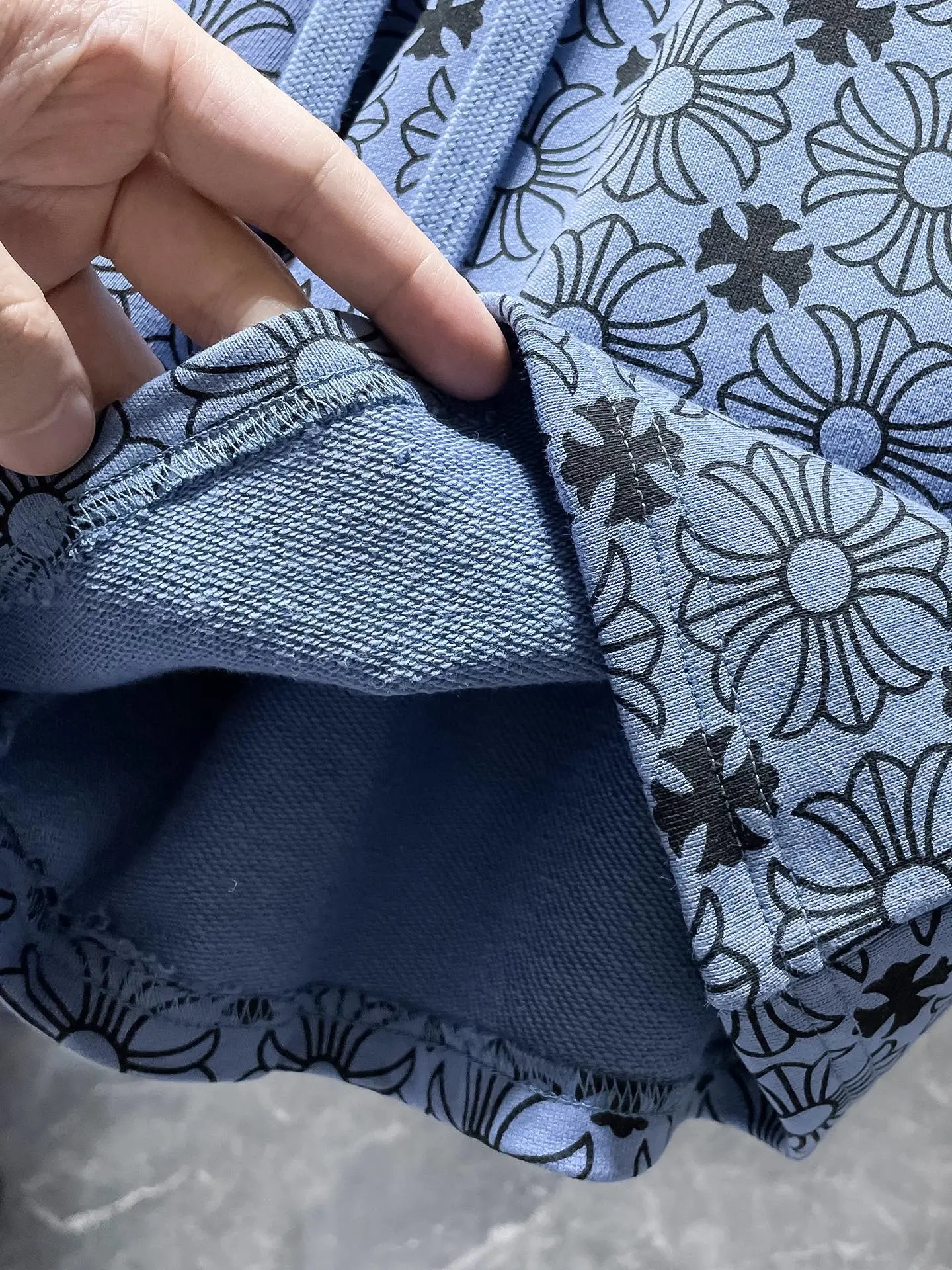 Design Floral Print Drawstring Waist Shorts Blue - 10