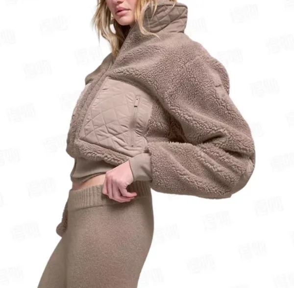 Design Sherpa Fleece Hybrid Quilted Jacket Brown Outerwear.jacket - 11