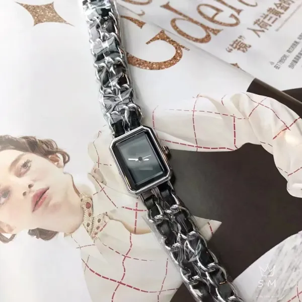 Chanel Première Watch Black Silver Chain Strap Watch Watches - 1