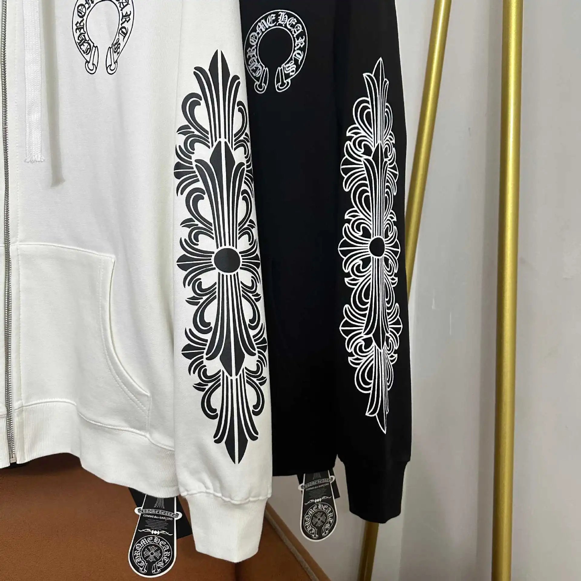 Chrome Hearts Horseshoe Print Zip-Up Hoodie White - 15