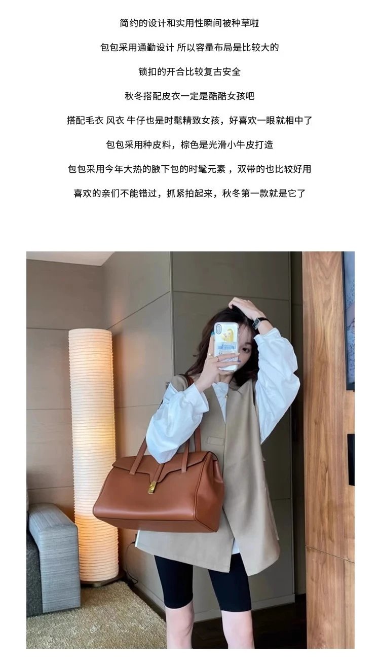 Celine Triomphe Tote Brown Leather Handbag - 3
