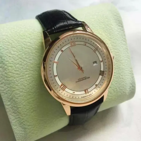 Design Co-Axial Chronometer Black Dial Rose Gold Watch Watches - 8