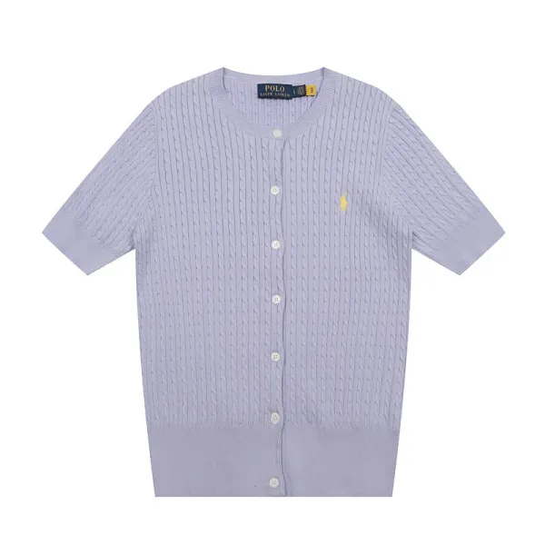Polo Ralph Lauren Cable Knit Short Sleeve Cardigan Light Blue - 48