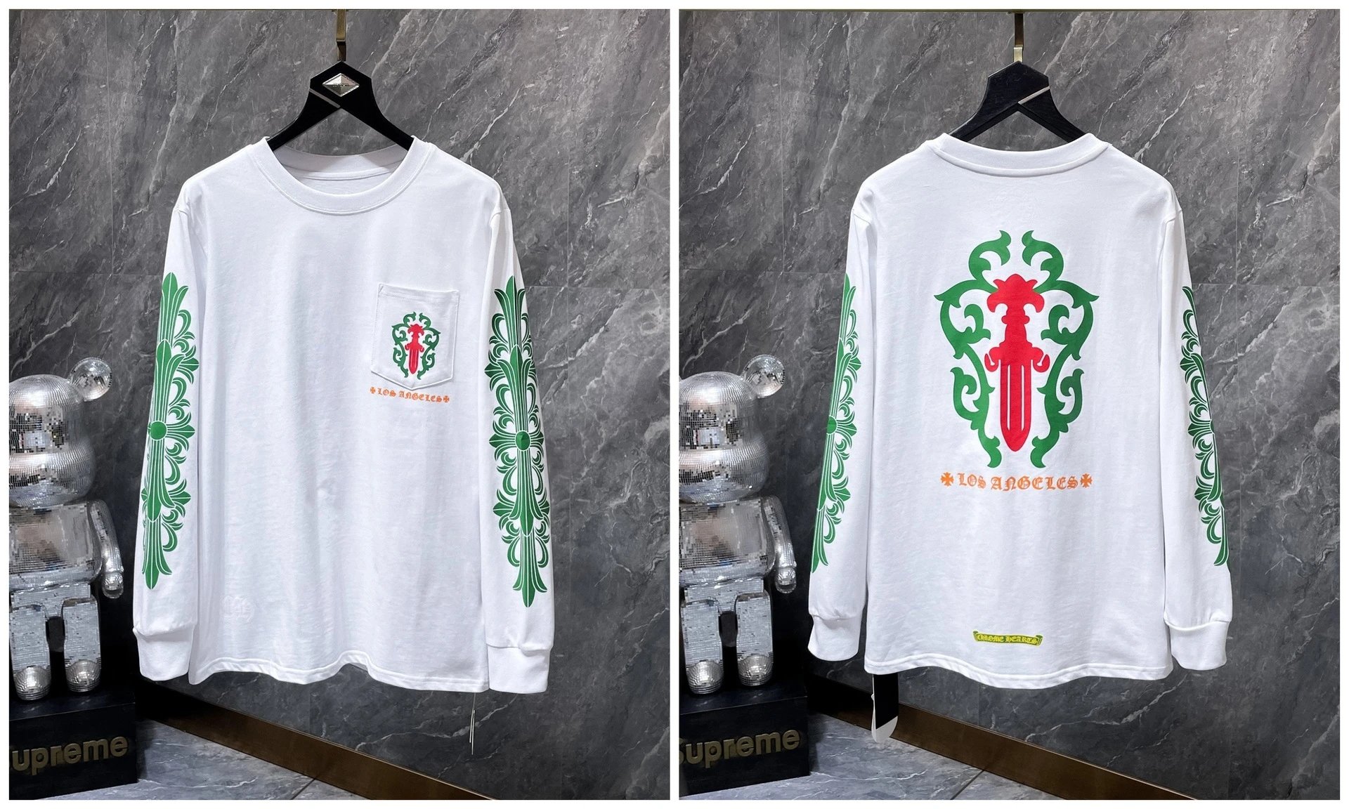 Chrome Hearts Cross Embroidery Long Sleeve Tee Black T-Shirts - 24