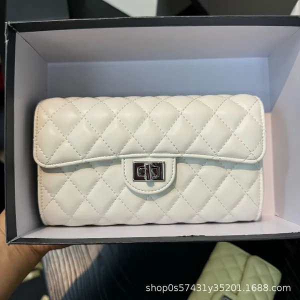 Design Quilted Flap Wallet White - 1