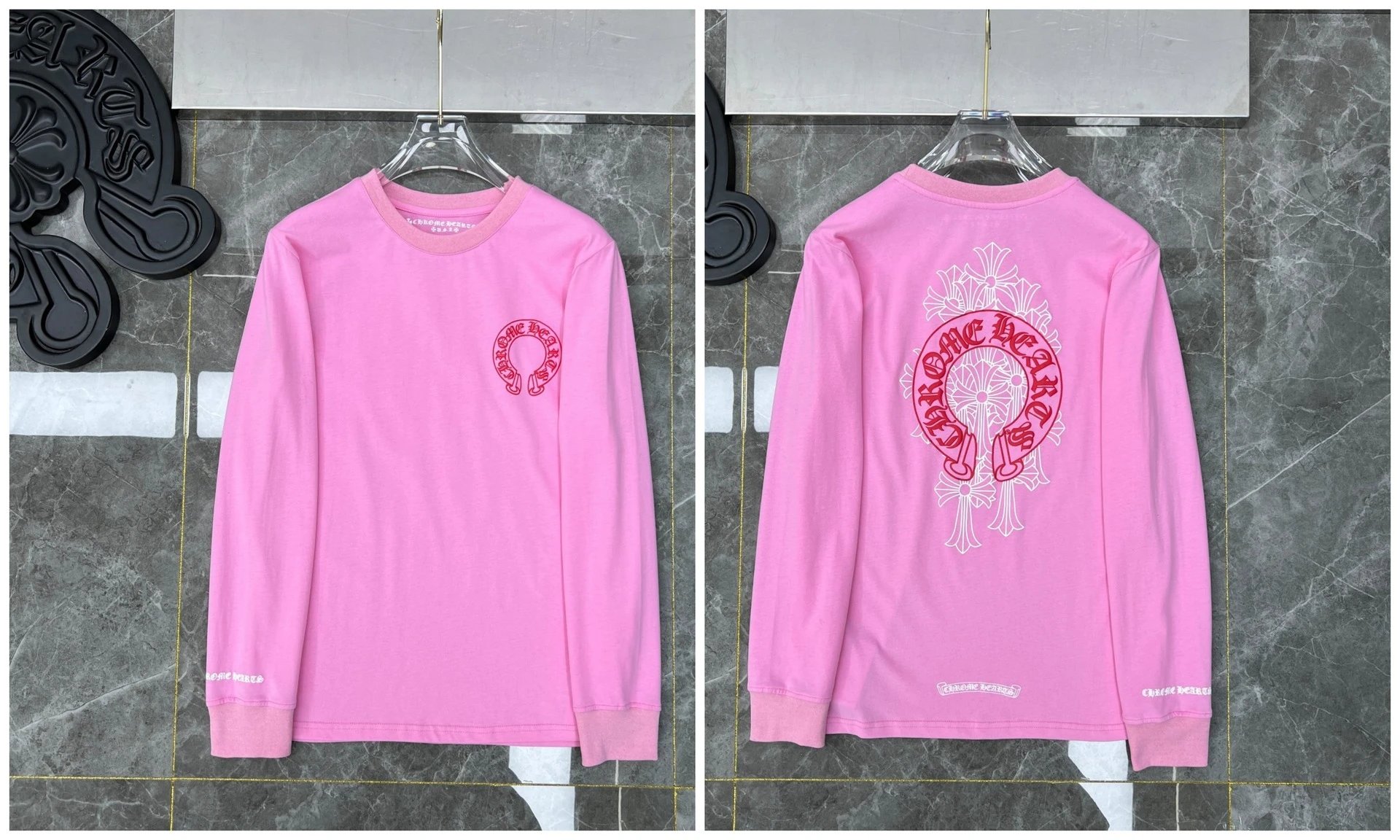Chrome Hearts Cross Embroidery Long Sleeve Tee Black T-Shirts - 25