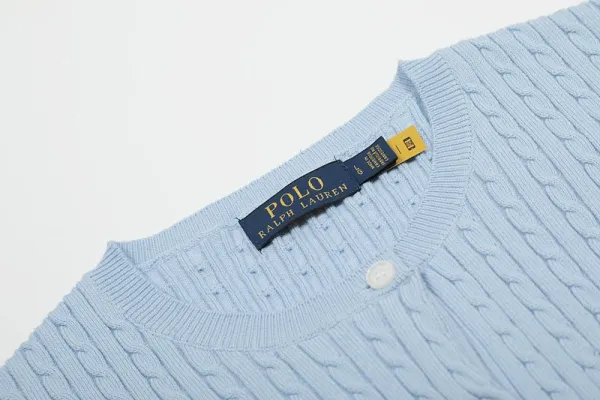 Polo Ralph Lauren Cable Knit Short Sleeve Cardigan Light Blue - 20
