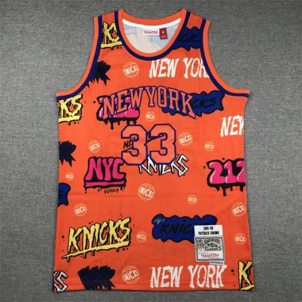 Mitchell & Ness New York Knicks Graffiti Print Mesh Vest Top Orange - 1