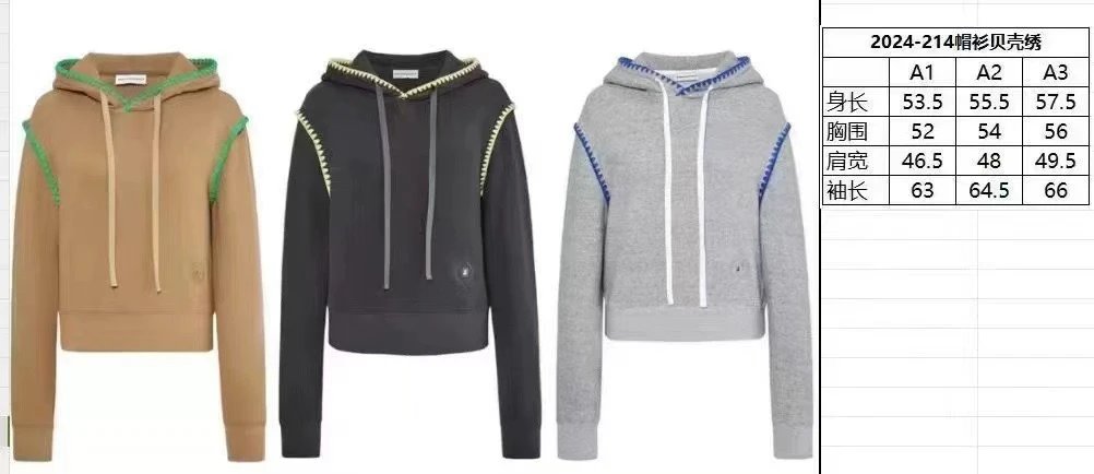 Design Cropped Hoodie with Blue Zigzag Trim Gray - 2