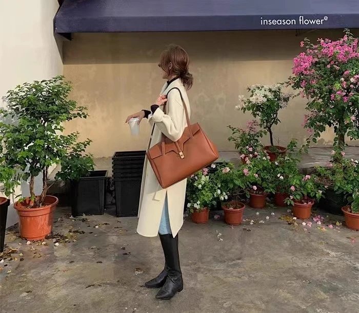 Celine Triomphe Tote Brown Leather Handbag - 26