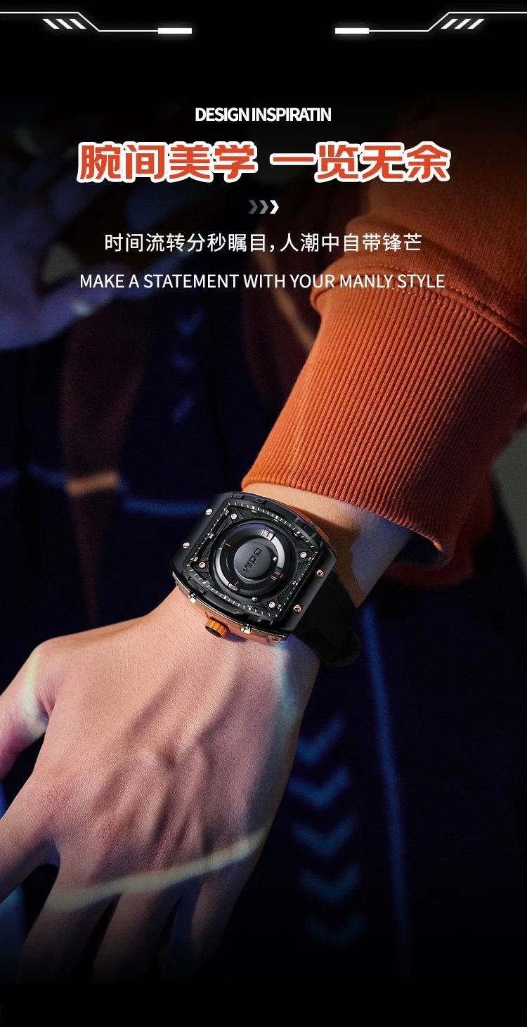 Design DOM Debo Demay Black Rose Gold Rubber Strap Watch Watches - 17