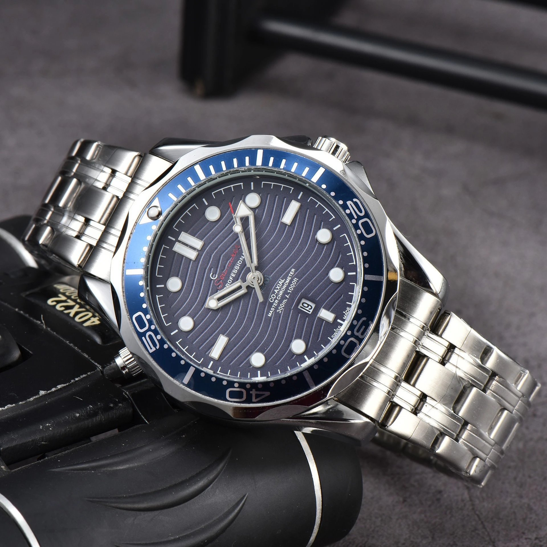 Omega Seamaster Professional 300M Blue Wave Dial Stainless Steel Watch Watches