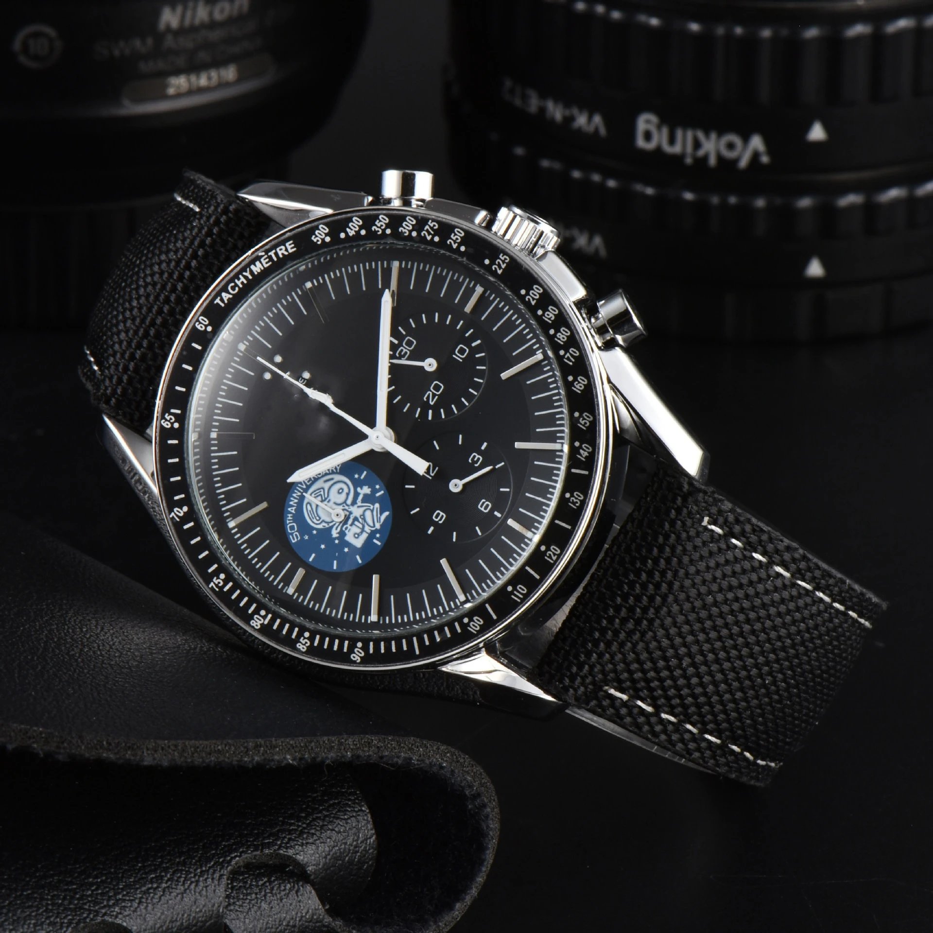 Omega Speedmaster Apollo 11 50th Anniversary Chronograph White Dial Blue Strap Watch Watches - 7
