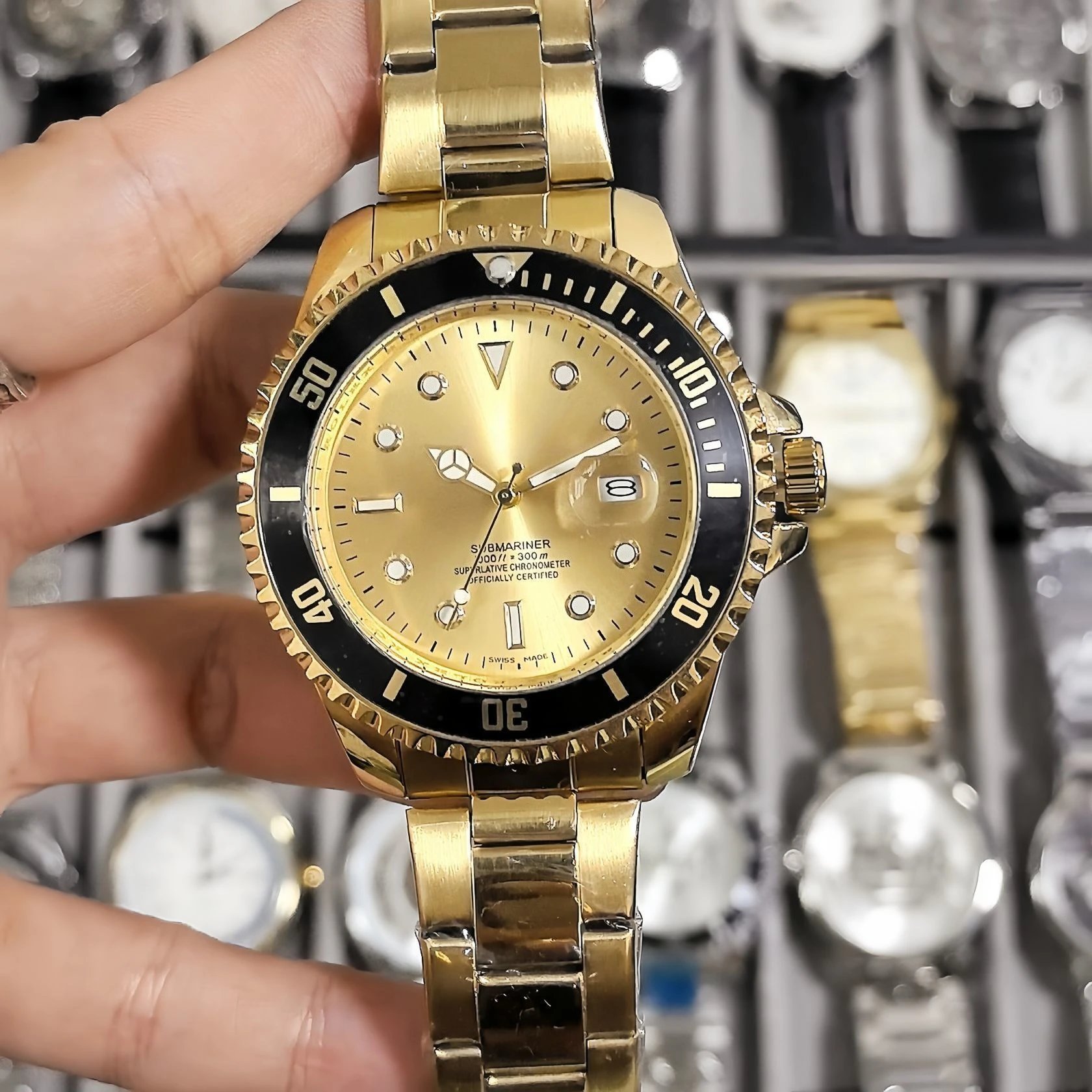 Rolex Submariner Gold Dial Black Bezel Mechanical Watch Watches - 4