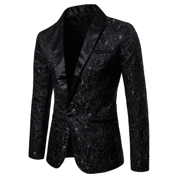 Design Floral Jacquard Blazer with Satin Lapel White Men's Blazer Outerwear.blazer - 5