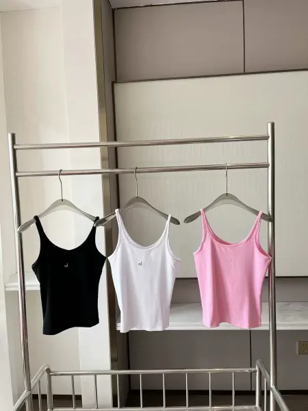 Alo Classic Ribbed Tank Top Pink Vest Top - 2