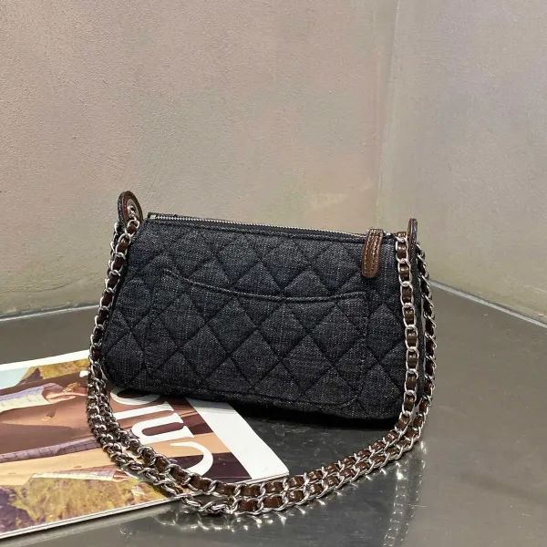 Chanel Mini Quilted Denim Chain Bag Light Blue Shoulder Bags - 4